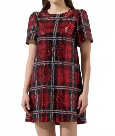 Sugarlips Sequin Plaid Mini Dress In Red Multi