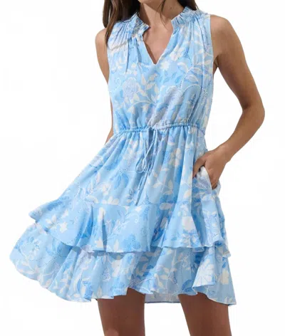 Sugarlips Seraphina Floral Mindi Ruffle Mini Dress In White/blue/multi