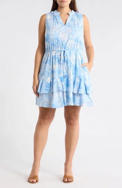 Sugarlips Seraphina Floral Mindi Ruffle Minidress In Blue