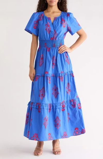 Sugarlips Shayna Floral Print Maxi Dress In Blue