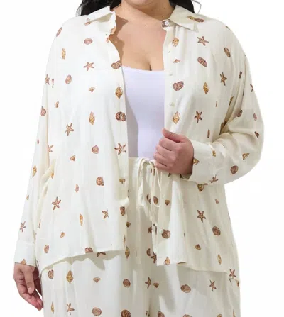 Sugarlips Shoreline Shirt - Plus In Ivory Brown In Multi