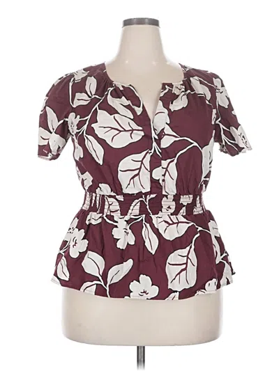 Pre-owned Sugarlips Short Sleeve Blouse In Burgundy