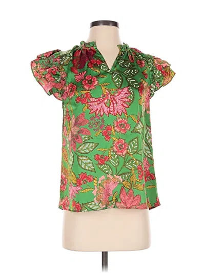 Pre-owned Sugarlips Short Sleeve Blouse In Green