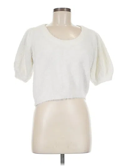 Pre-owned Sugarlips Short Sleeve Top Ivory Scoop Neck Tops In White