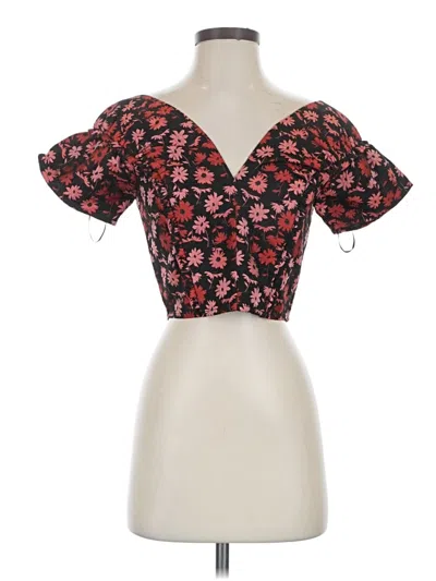 Pre-owned Sugarlips Short Sleeve Top Red Sweetheart Neckline Tops