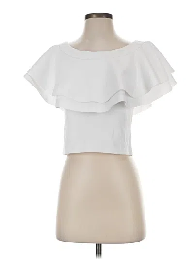 Pre-owned Sugarlips Short Sleeve Top White Ruffles Neckline Tops