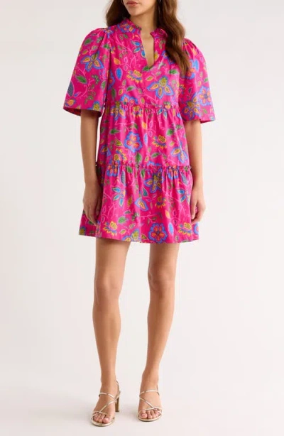 Sugarlips Signy Floral Cotton Shift Dress In Pink