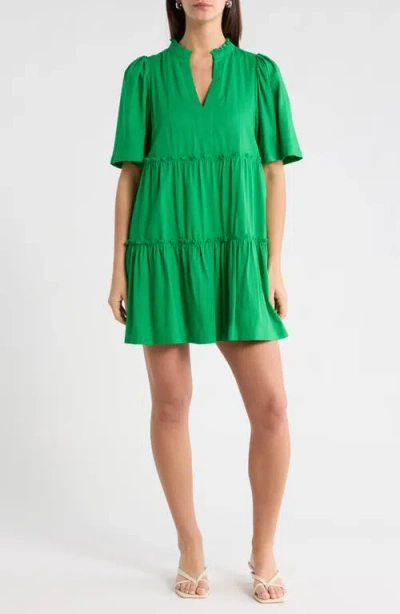 Sugarlips Signy Floral Cotton Shift Dress In Green