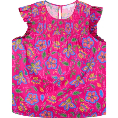 Sugarlips Signy Floral Print Ruffle Top In Pink