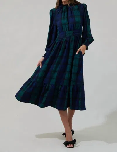 Sugarlips Smock Midi Dress In Hudson Plaid