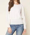 Sugarlips Smocked Long-sleeve Blouse In Ivory In Multi