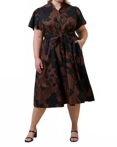 Sugarlips Somerton Floral Midi Dress In Brown In Multi