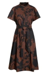 Sugarlips Somerton Floral Print Tie Waist Midi Dress In Burgundy
