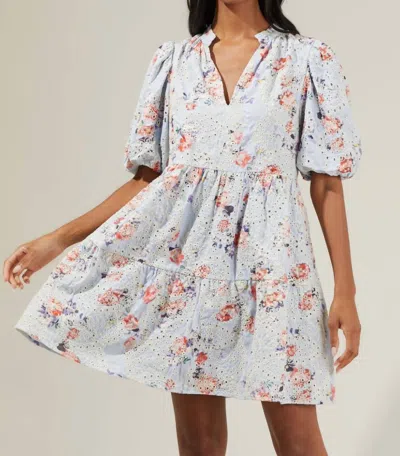 Sugarlips Sommerset Floral Babydoll Eyelet Dress In Light Blue