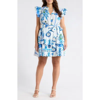 Sugarlips Sosy Postcard Marisol Tiered Minidress In Multi