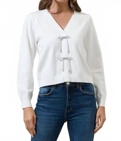 Sugarlips Sparkly Bow Sweater In White