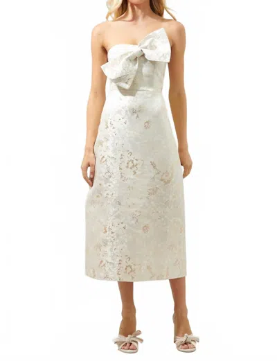 Sugarlips Strapless Jacquard Midi Dress In Champagne In Neutral