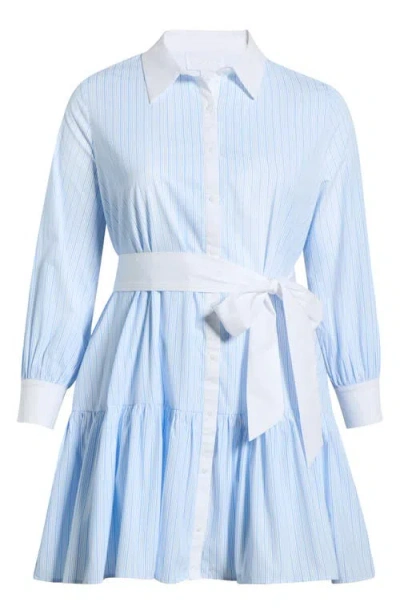 Sugarlips Stripe Contrast Trim Long Sleeve Shirtdress