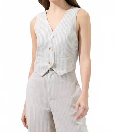 Sugarlips Striped Chelsea Button Up Vest In Sandy