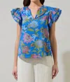 Sugarlips Sunlit Floral Ema Rude Cobalt Top In Multi