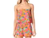 Sugarlips Sweet Soul Fruity Floral Strapless Romper In Pink