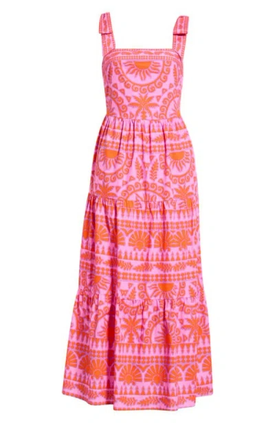 Sugarlips Tarie Emely Tiered Cotton Maxi Dress In Pink