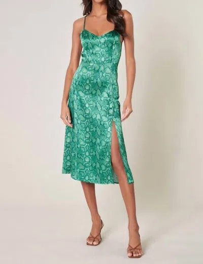 Sugarlips The Gwendolyn Snake Print Parting Ways Midi Dress In Green In Blue
