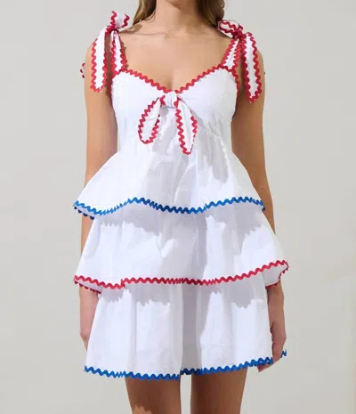 Sugarlips Tiered Mini Dress In Red/white/blue