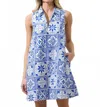 Sugarlips Tile Lexya Collared Shift Mini Dress In Arbor In Blue