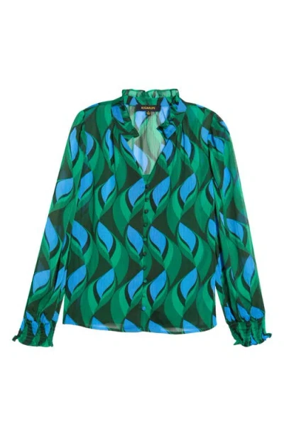 Sugarlips Tommie Button-up Shirt In Emerald Blue