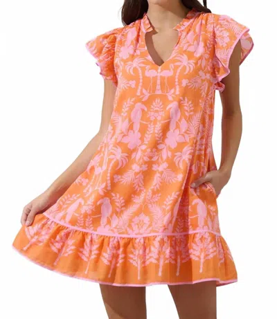 Sugarlips Toucan Jungle Print Shift Dress In Pink-orange Multi In Brown