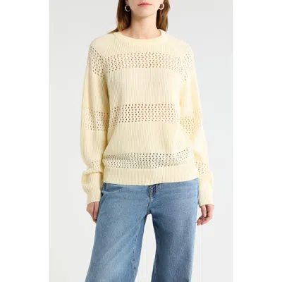 Sugarlips Tova Pointelle Stripe Sweater In Neutral