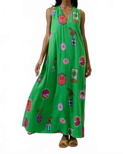 Sugarlips Tropical Postcard Halter Neck Maxi Dress In Kelly-pink In Brown