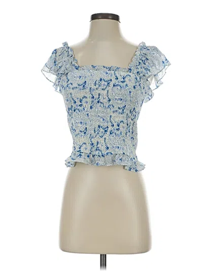 Pre-owned Sugarlips Tube Top Blue Ruffles Neckline Tops
