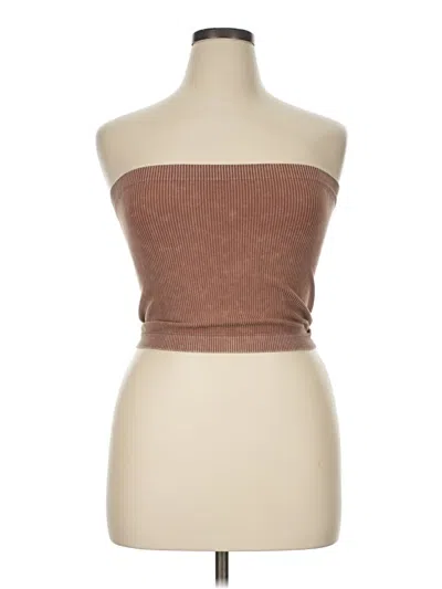 Pre-owned Sugarlips Tube Top Brown Strapless Neckline Tops