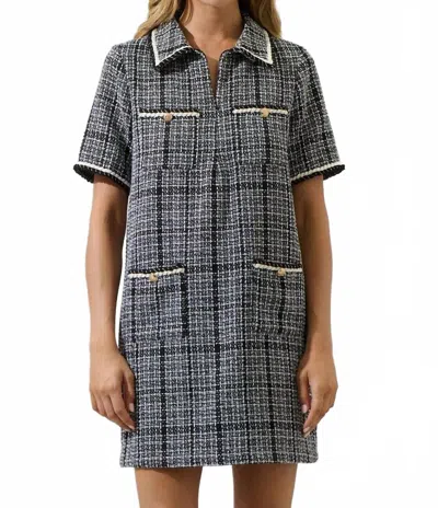 Sugarlips Tweed Mini Dress In Black/white In Multi