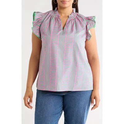 Sugarlips Valda Stripe Ruffle Top In Multi