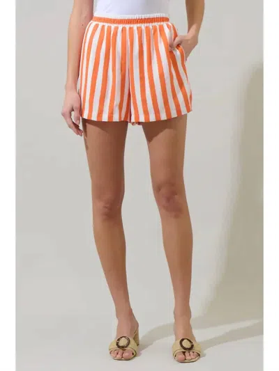 Sugarlips Valera Striped Tayler Smocked Shorts In Orange In Multi