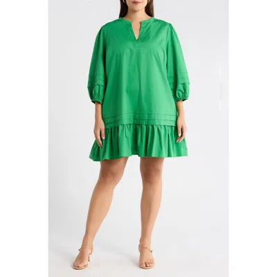 Sugarlips Velma Ruffle Cotton Shift Dress In Green