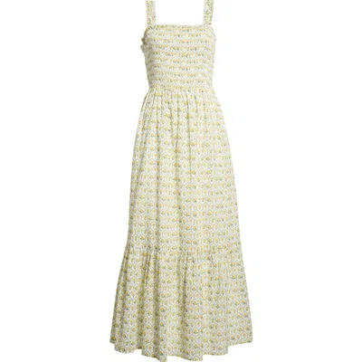 Sugarlips Vemmy Abstract Tayla Smocked Maxi Dress In Brown
