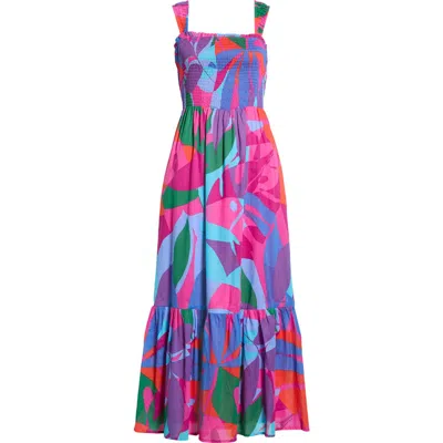 Sugarlips Vemmy Abstract Tayla Smocked Maxi Dress In Multi