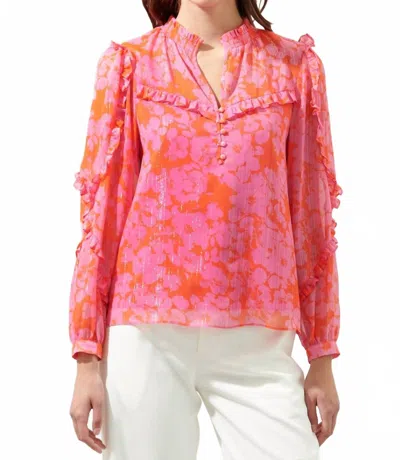 Sugarlips Ventura Floral Blouse In Red/pink