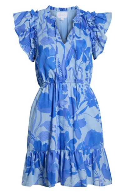 Sugarlips Veran Floral Minidress In Blue