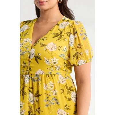 Sugarlips Verisa Flora Tiered Maxi Dress In Yellow