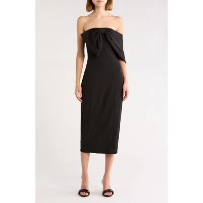Sugarlips Vibiana Bow One-shoulder Midi Dress In Black
