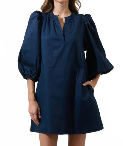 Sugarlips Victoria Shift Split Neck Mini Dress In Navy In Blue