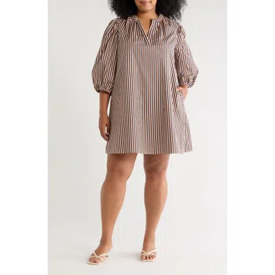 Sugarlips Victoria Split Neck Shift Minidress In Brown