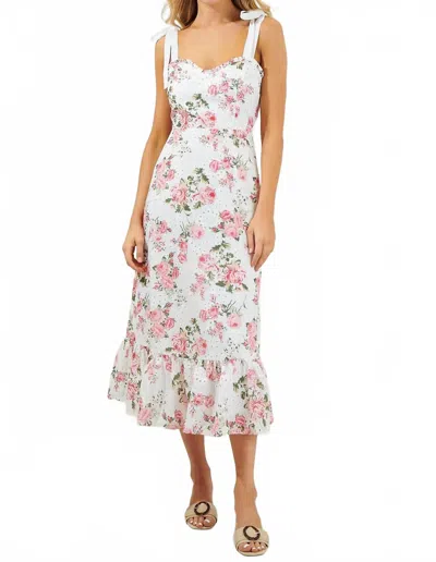 Sugarlips Villa Garden Eyelet Midi Dress In Ivory Multi