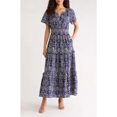 Sugarlips Viridinia Cotton Eyelet Maxi Dress In Blue