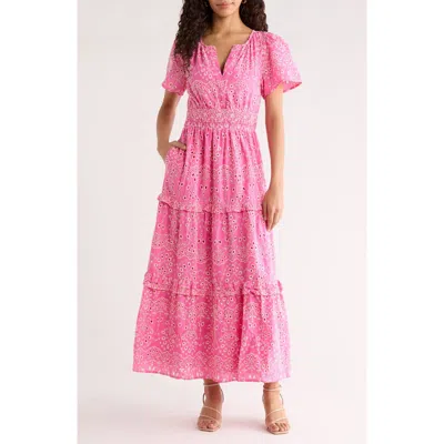 Sugarlips Viridinia Cotton Eyelet Maxi Dress In Pink